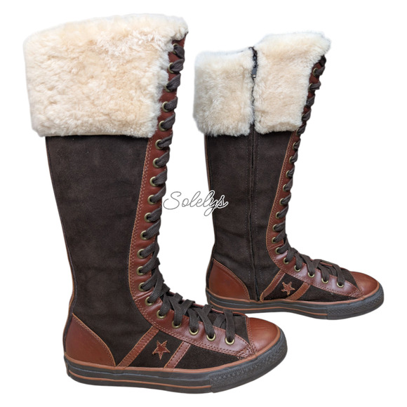 Converse 2006 Star 70 XXHI Brown Suede Leather Knee High Sneaker Boot Womens 9.5 - Picture 4 of 12